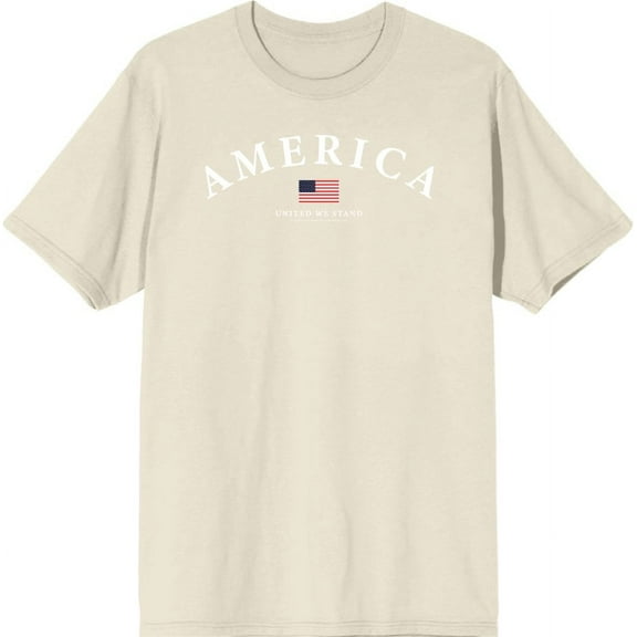 Americana America Flag Men's Natural Crew Neck Short Sleeve Tee-Small