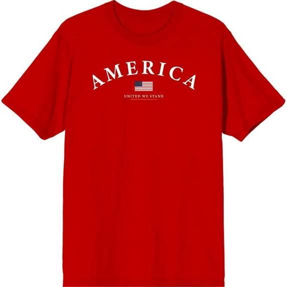 Americana America Flag Men's Red Crew Neck Short Sleeve Tee-Medium