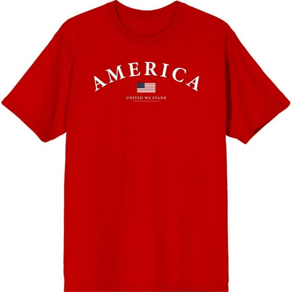 Americana America Flag Men's Red Crew Neck Short Sleeve Tee-Small