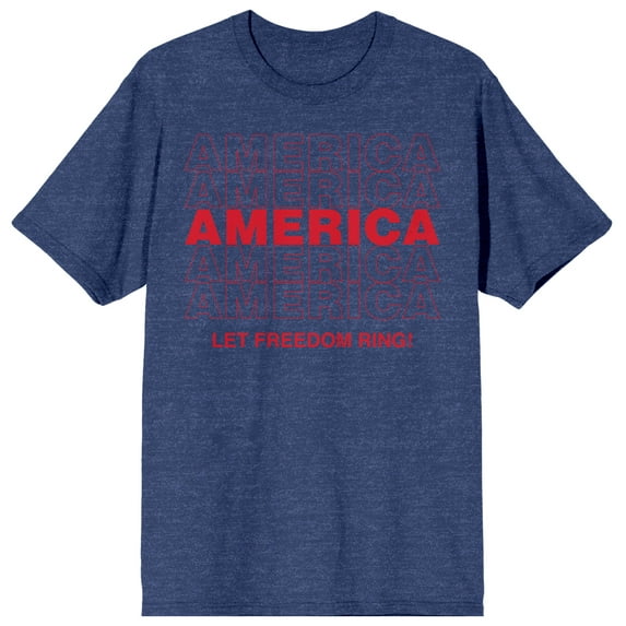 Americana America Let Freedom Ring Men's Navy Heather T-Shirt-3XL