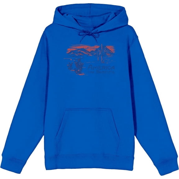 Americana America The Beautiful Adult Blue Long Sleeve Hoodie-3XL