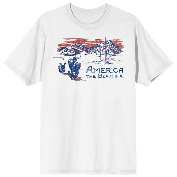 Americana America The Beautiful Landscape Men's White T-Shirt-XL
