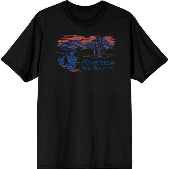 Americana America The Beautiful Men's Black Crew Neck Short Sleeve Tee-Large