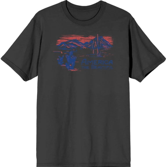 Americana America The Beautiful Men's Charcoal Crew Neck Short Sleeve Tee-Small