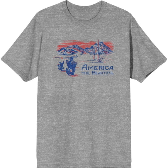 Americana America The Beautiful Men's Heather Gray Crew Neck Short Sleeve Tee-Large