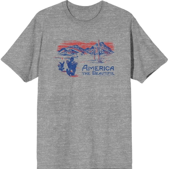 Americana America The Beautiful Men's Heather Gray Crew Neck Short Sleeve Tee-Large