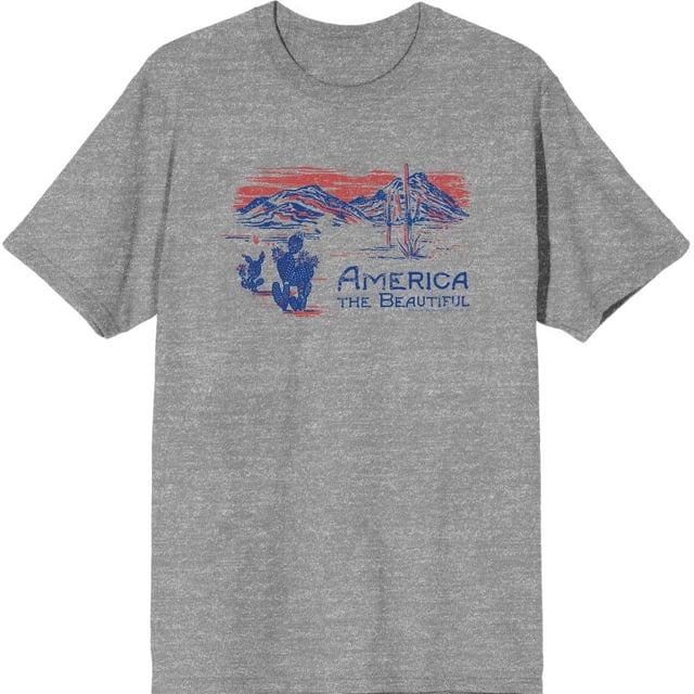 Americana America The Beautiful Men's Heather Gray Crew Neck Short Sleeve Tee-Medium