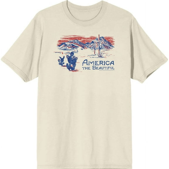 Americana America The Beautiful Men's Natural Crew Neck Short Sleeve Tee-Large