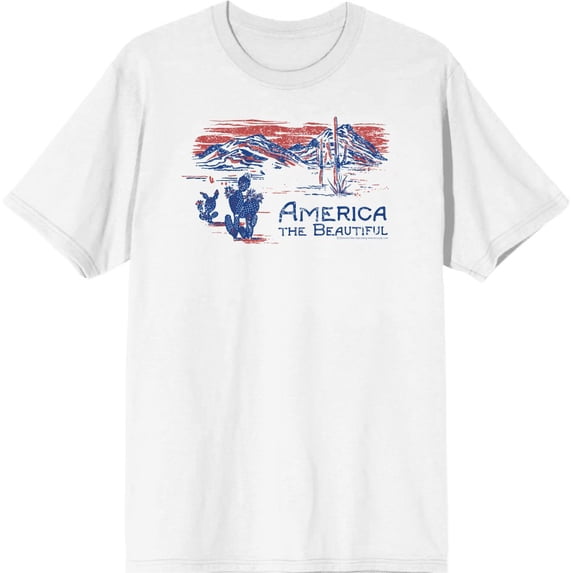 Americana America The Beautiful Men's White Crew Neck Short Sleeve Tee-XS
