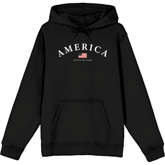 Americana American Flag Black Adult Long Sleeve Hoodie-Large