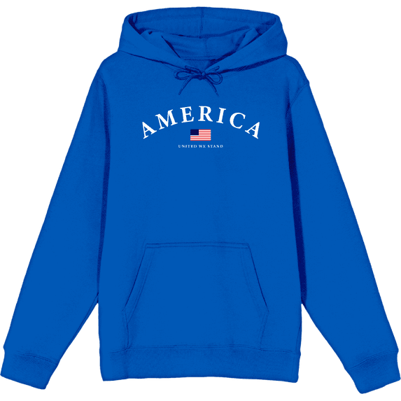 Americana American Flag Blue Adult Long Sleeve Hoodie-Large