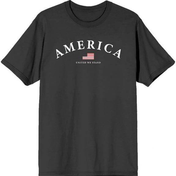 Americana American Flag Charcoal Men's Crew Neck Short Sleeve Tee-Medium
