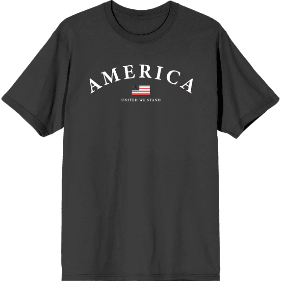 Americana American Flag Charcoal Men's Crew Neck Short Sleeve Tee-XL