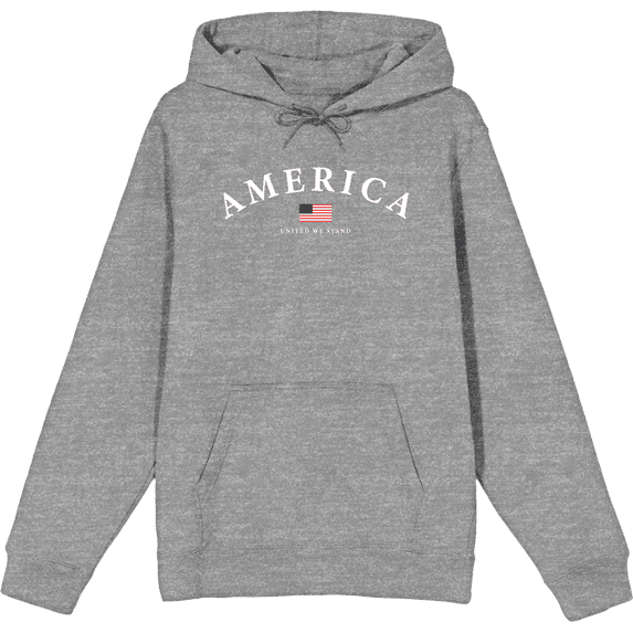 Americana American Flag Heather Gray Adult Long Sleeve Hoodie-3XL