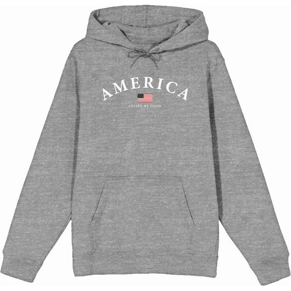 Americana American Flag Heather Gray Adult Long Sleeve Hoodie-Large