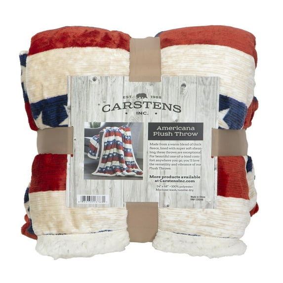 CARSTENS, INC. Ultra Premium Super Soft Plush Sherpa Fleece Oversized Throw Blanket 54" x 68", Americana