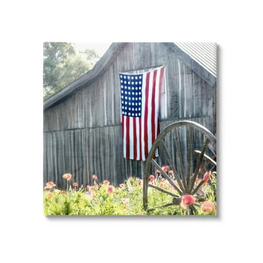 Americana Barn Floral Farmland Town & City Graphic Art Gallery Wrapped Canvas Print Wall Art