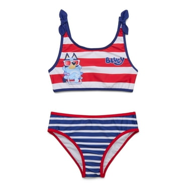 Americana Bluey Little Girls Bikini Swimsuit with UPF50+, 2-Piece, Sizes 4-8