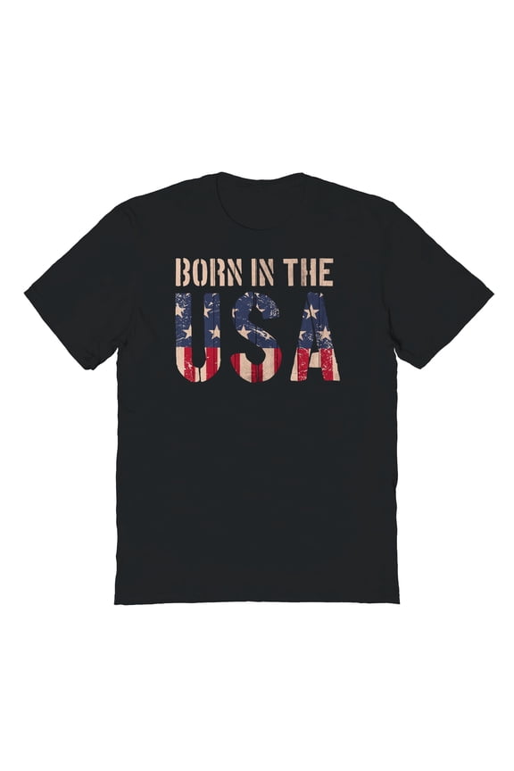 Americana Born In The Usa 2 Graphic Black Men's Cotton T-Shirt