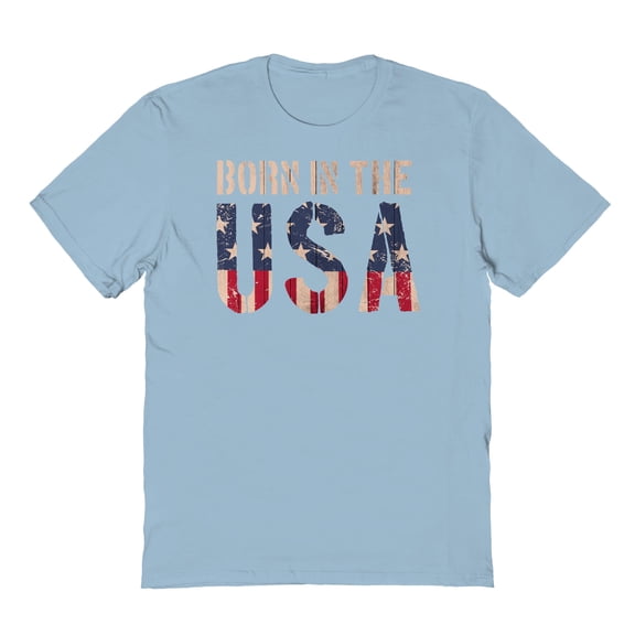 Americana Born In The Usa 2 Graphic Light Blue Men's Cotton T-Shirt