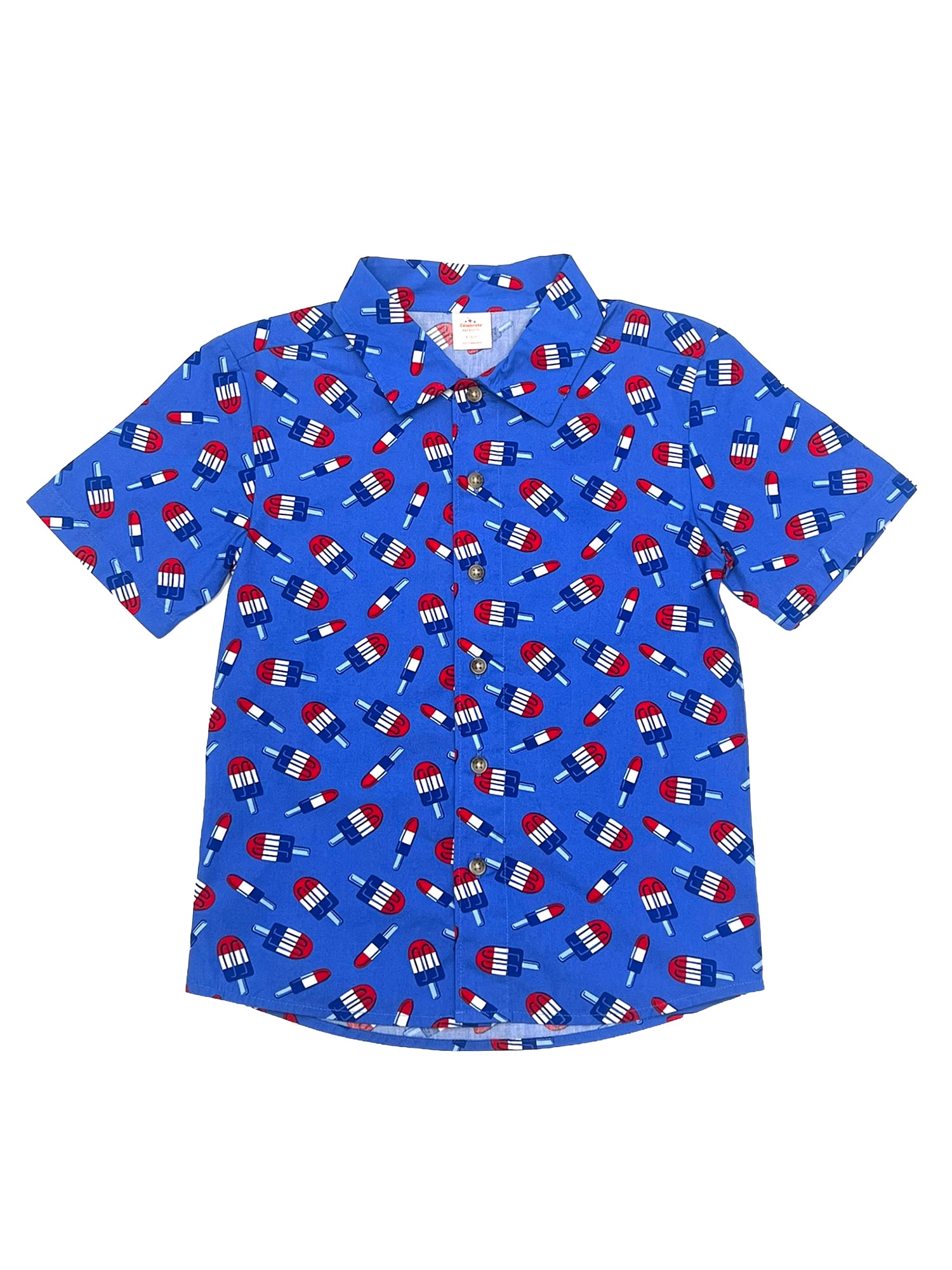 Way To Celebrate Boys Patriotic Americana Woven Button Up, Sizes 4-18