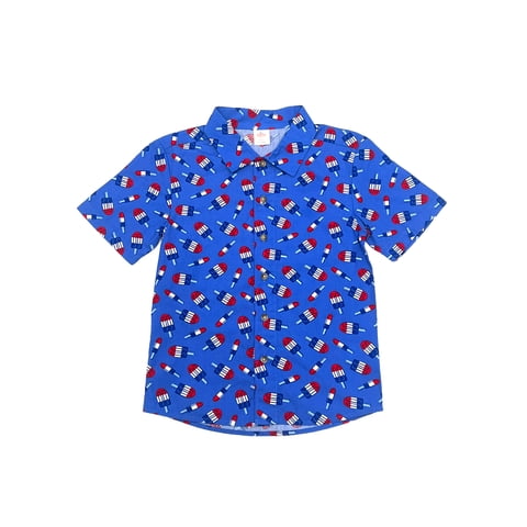 Boys Patriotic Americana Woven Button Up, Sizes 4-18