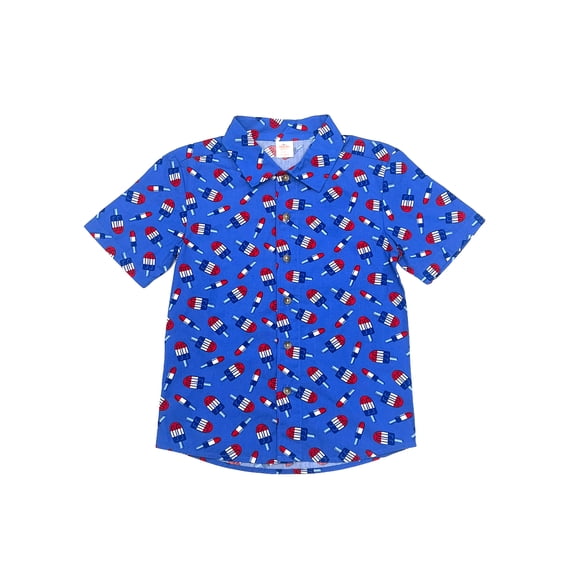 Way To Celebrate Boys Patriotic Americana Woven Button Up, Sizes 4-18