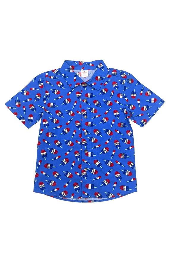 Boys Patriotic Americana Woven Button Up, Sizes 4-18