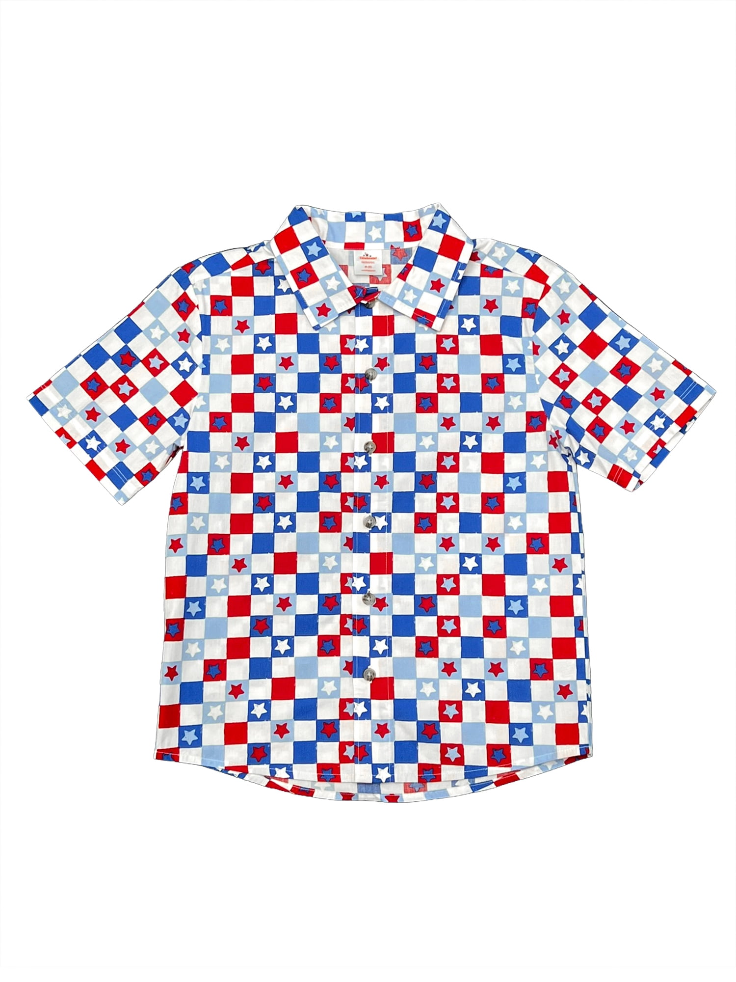 Way To Celebrate Boys Patriotic Americana Woven Button Up, Sizes 4-18