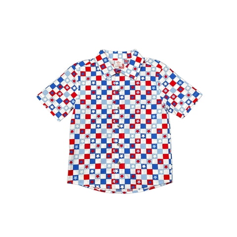 Boys Patriotic Americana Woven Button Up, Sizes 4-18
