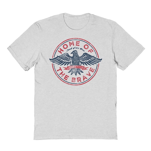 Americana Brave Badge Graphic Ash Grey Men's Cotton T-Shirt