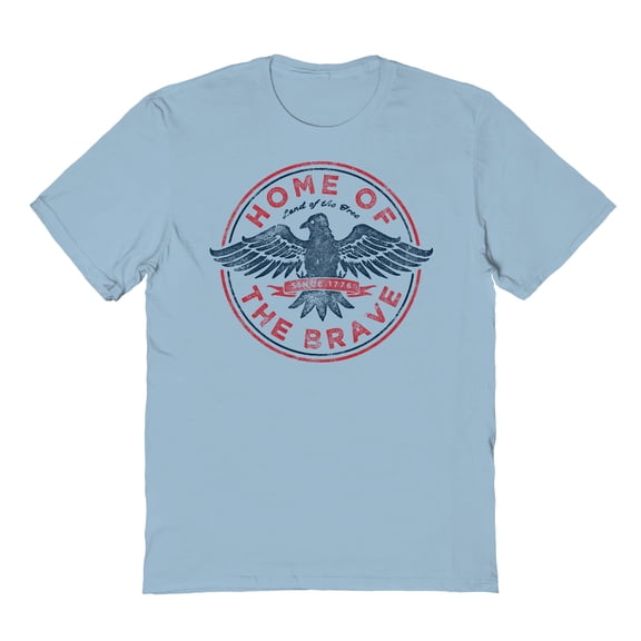 Americana Brave Badge Graphic Light Blue Men's Cotton T-Shirt