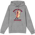 thumbnail image 1 of Americana Bring On The Hot Dogs Adult Heather Gray Long Sleeve Hoodie-Medium, 1 of 3