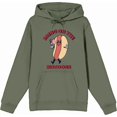 thumbnail image 1 of Americana Bring On The Hot Dogs Adult Olive Long Sleeve Hoodie-3XL, 1 of 3