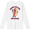 thumbnail image 1 of Americana Bring On The Hot Dogs Adult White Crew Neck Long Sleeve Tee-Small, 1 of 3