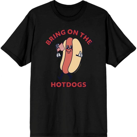 Americana Bring On The Hot Dogs Men's Black Crew Neck Short Sleeve Tee-Medium