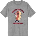 thumbnail image 1 of Americana Bring On The Hot Dogs Men's Heather Gray Crew Neck Short Sleeve Tee-Medium, 1 of 2