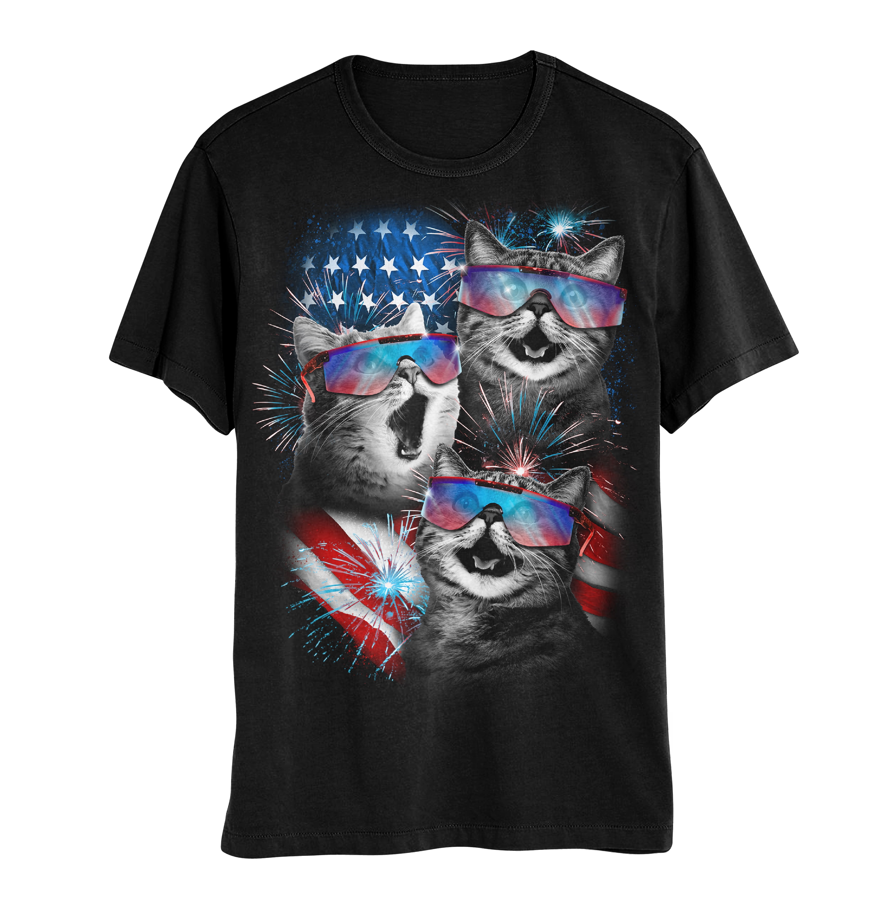 Americana Cats American Flag USA Cats Mens and Womens Short Sleeve T Shirt Black S XXL Walmart