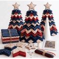 thumbnail image 1 of Americana Christmas Tree Quilt Kit, DIY Adult Beginner Patchwork Sewing Craft Kit, Red White Blue Stars & Stripes Holiday Tree Craft, Gift for Quilting Lovers(3PCS), 1 of 6