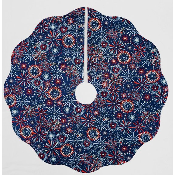 Americana Christmas Tree Skirt By Penny's Needful Things (Fireworks) (Scalloped)