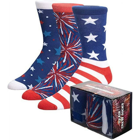 Americana Crew Socks (3-Pack Box Set)-OSFA