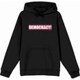 thumbnail image 1 of Americana Democracy Slant Text Black Adult Long Sleeve Hoodie-XS, 1 of 3