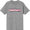 thumbnail image 1 of Americana Democracy Slant Text Heather Gray Men's Crew Neck Short Sleeve Tee-Medium, 1 of 2