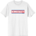 thumbnail image 1 of Americana Democracy Slant Text Men's White Crew Neck Short Sleeve Tee-Medium, 1 of 2