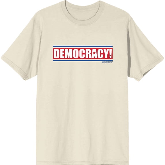 Americana Democracy Slant Text Natural Men's Crew Neck Short Sleeve Tee-XXL