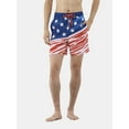thumbnail image 1 of Americana Diagonal Men's and Men's Big & Tall Graphic Swim Shorts, Sizes S-3XL, 1 of 5