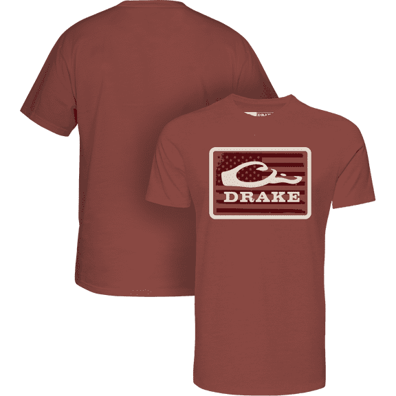 Americana Drake Patch T SS Barn Red Light Heather 3Xlarge