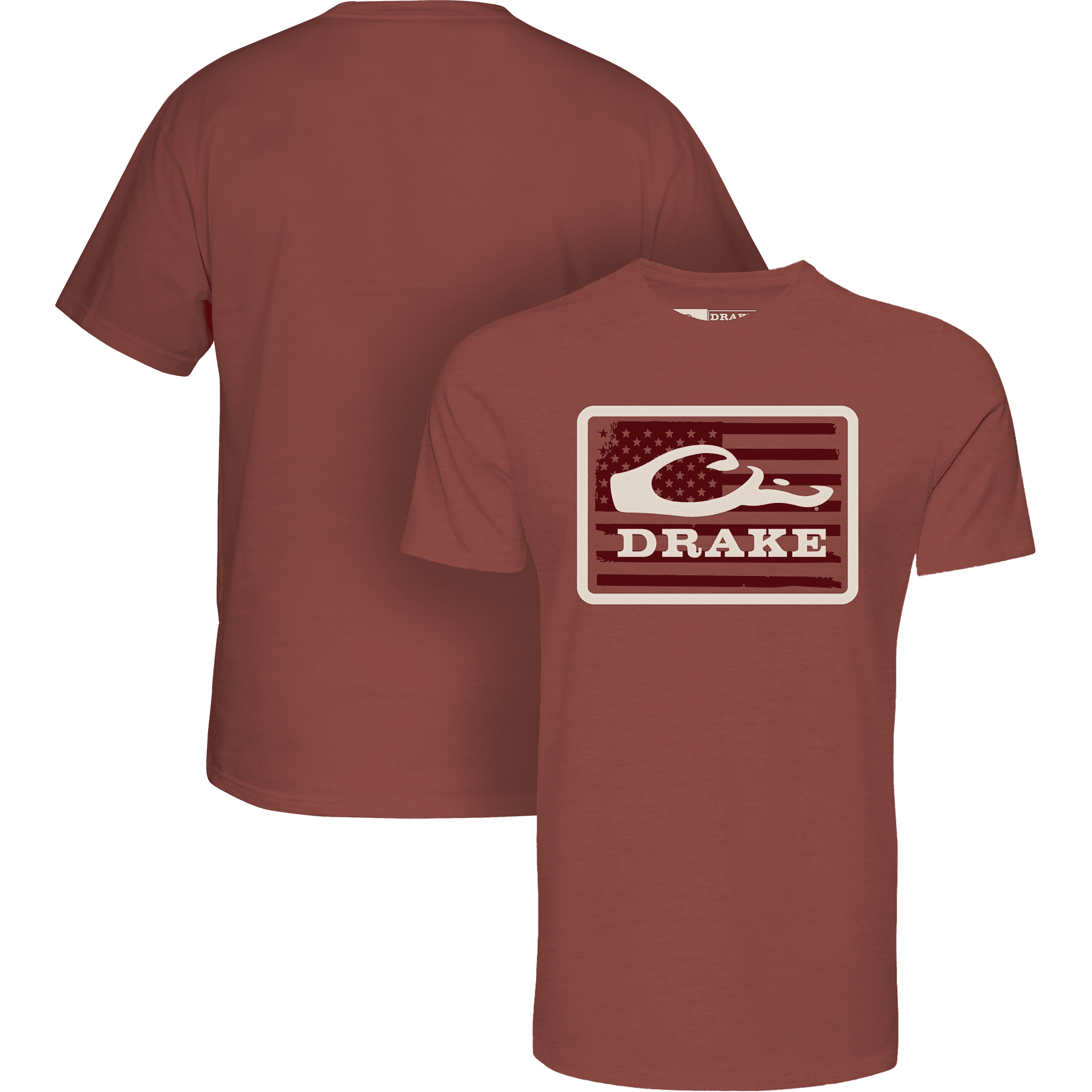 Americana Drake Patch T SS Barn Red Light Heather Xlarge