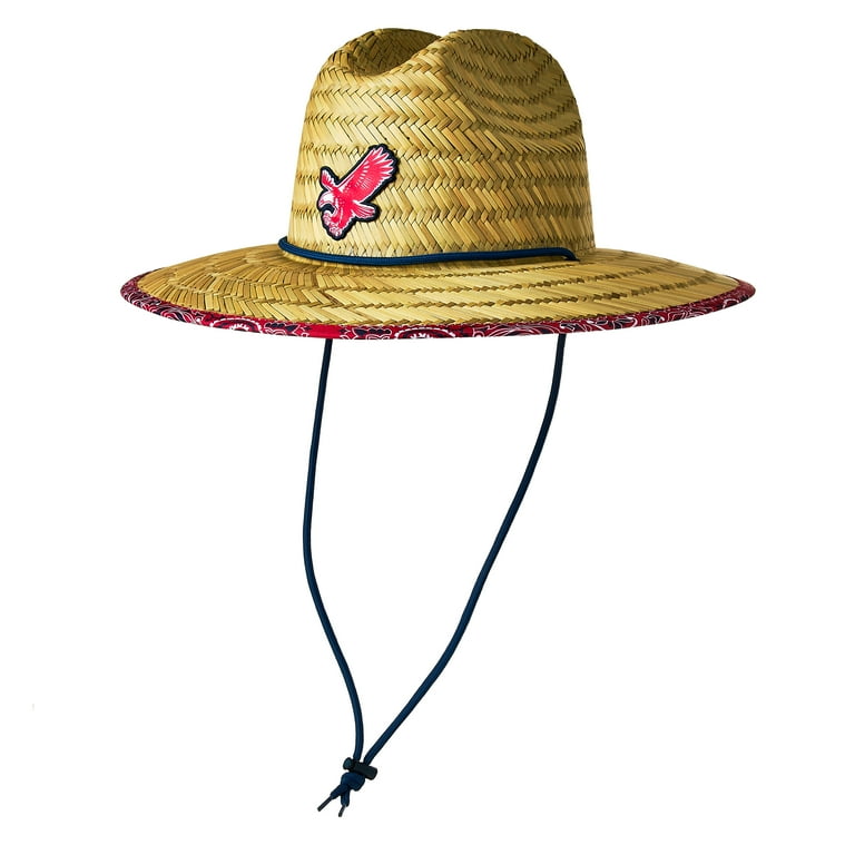 Americana Eagle Straw Lifeguard Sun Hat with Adjustable Chin Strap, Red Paisley, by Way To Celebrate Americana Eagle Straw Lifeguard Sun Hat with Adjustable Chin Strap, Red Paisley, by Way To Celebrate