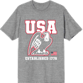 thumbnail image 1 of Americana Eagle USA Established 1776 Heather Gray Men's Crew Neck Short Sleeve Tee-3XL, 1 of 2